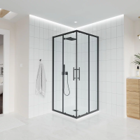 Душевой угол раздвижной E3-B-10090-01-C9 1000х900x1950 Цвет профиля Чёрный матовый Стекло  Прозрачное Veconi