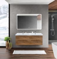 База под керамическую раковину с двумя чашами подвесная с четырьмя выкатными ящиками MARINO-CER-1200-4C-SO-2-RR-P Rovere Rustico 1200x450x550 BelBagno