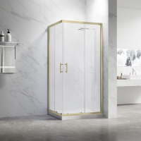 Душевой угол раздвижной RV27G-100100-01-C8 1000x1000x1900 Цвет профиля Золото брашинг Стекло Прозрачное Veconi