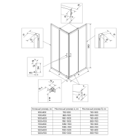 Душевой угол раздвижной RV27B-8080-01-C8 800x800x1900 Цвет профиля Чёрный Стекло Прозрачное Veconi