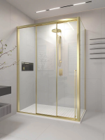 Душевой угол раздвижной 1300х1000x2000 цвет профиля Золото брашинг стекло прозрачное PR3/L-SP-130100-01-G-C4 Premium Veconi