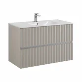 ELEGANT База под раковину подвесная с двумя выкатными ящиками, с LED подсветкой ручек. Светло-серый матовый, 970x469x550 AM-ELEGANT-1000-2C-SO-GCM-LED