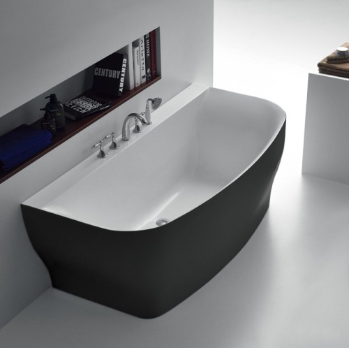 Пристенная, чёрная, прямоугольная акриловая ванна 1650x780x590 BB74-NERO-W0 BELBAGNO